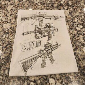 5.11 Mens T Shirt Size XXL Tan Skillful Survival AR Sketch Tactical Carbine NWT